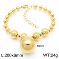 Pulsera dorada de acero de titanio con colgante de 18mm y cadena ajustable de 200mm - Pulsera (KB190834-Z) / Dorado