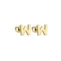 Pair of minimalist golden stainless steel stud earrings in W-letter shape - Letter W (T55662) / Gold