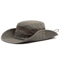 Chapeau de soleil extérieur vert gris foncé avec maille respirante et corde coupe-vent - Taille Unique (55-59cm) / Marron