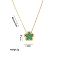 Titanium stalen ketting met groene schelp bloem hanger en kristalaccenten voor dames - Groen Parelmoer