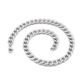 Polished silver stainless steel Cuban link necklace with heavy-duty lobster clasp - 760x11.5mm