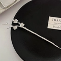 Elegant silver tassel hair pin with floral plum blossom and branch texture - Plum Blossom Silver