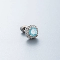 Clou d'oreille en acier titane avec zircon bleu clair et fermoir à vis argenté - Style Grand Zircone Bleu Clair Rond (A109-5#) / Pièce Unique
