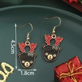 Christmas reindeer hook earrings in red and gold finish with 4.5cm height dimension - Red Black Gold Enamel Reindeer Hooks-SD61309