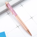 Elegant rose gold metal ballpoint pen with sparkling pink crystals in a clear top - Rose Gold (Pink)