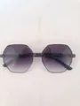 Fashionable rimless octagonal sunglasses in transparent purple jelly color for women - Gradient Grey