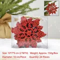 Set de 24 piezas de copos de nieve con purpurina roja de 10cm para decoración navideña - 24 unidades/caja (10cm) / Rojo