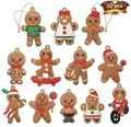 Set of 12 creative Christmas gingerbread man charms featuring sports and holiday themes - Classic Style C / 12pcs Set