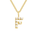 Elegante collana con ciondolo lettera F in acciaio inossidabile dorato e perle da donna - Lettera F - Oro