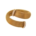 Opvallende gouden mesh armband met glinsterende strassteentjes aan beide uiteinden wit - 12mm met Strass / Goud