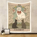 Detail of bohemian cat tarot wall tapestry featuring the Judgement card in home setting - 73X95CM (Brushed Fabric) / Judgement (GT220812)