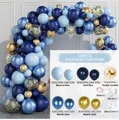 133pcs balloon arch kit featuring macaron blue, metallic gold and confetti balloons - Blue Set 05