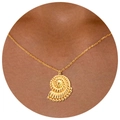 Elegant gold nautilus shell pendant necklace on female model neck for beach style - Conch Necklace