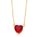 Minimalistische goldene Halskette mit facettiertem rotem Herz-Zirkon an einer feinen O-Kette - Rot