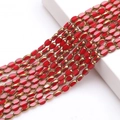 Polished red enamel beads with gold metal edges for DIY jewelry and necklaces - 4x6mm Gold Edged Seed Beads approx. 48pcs/Strand / Porcelain Red Gold Edge