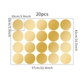 Detailed sheet showing 20pcs gold circular wall decals with 10cm diameter measurements - 42*57CM/20pcs(10cm) / Gold