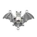 Antique silver bat pendant connector with three loops for DIY jewelry making - Large 3-Hole Antique Silver (58x31mm)