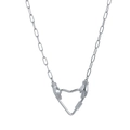 Silver-plated heart carabiner pendant necklace featuring a unique hands clasp design - Silver Heart Hands Clasp Necklace