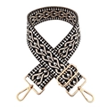 Adjustable 5cm wide colorful jacquard woven bag strap with ethnic black and white patterns - Black