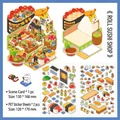 DIY sushi shop scenery sticker set with 1 cardboard base and 2 PET sticker sheets - Roll Sushi Shop