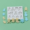 Molde de silicona navideño de 12 cavidades para repostería con formas festivas - Estilo Navideño de 12 Cavidades / Blanco