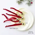 Set di 6 campanellini natalizi dorati in ferro con stelle e cordoncini in velluto rosso - Stella Cava Stile C / 3cm/Set da 6 / Campana Oro con Nastro Rosso