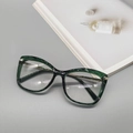 Occhiali verde scuro con montatura sfaccettata, stanghette dorate e filtro luce blu - Verde Trasparente