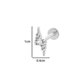Silver stainless steel stud earring featuring a lightning bolt design with clear zircons - 1# Lightning Style - Silver