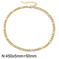 Golden 5mm Figaro chain necklace in stainless steel with 450mm length and extension - 5mm Gold Cuban Chain (KN283294-Z)