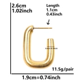 Detailed size specifications for the gold-plated 304 stainless steel U-shaped hoop earrings - Smooth U-Shaped Style (D167-G)