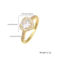 Golden heart ring with zircon stones and dimensions 0.97cm width and 2.7g weight - Size 6 / Heart Main Diamond Style (BAR2413-GO-6#)