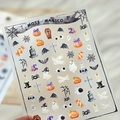 Ghost and pumpkin Halloween nail art stickers with self-adhesive backing for festive manicure - Halloween Ghost Pumpkin Style (KX482)