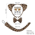 Leopard print costume set with ears headband, bowtie, tail, and facial stickers - Leopard Ear 3-Piece Set + No.3 Leopard Face Sticker