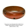 Bracciale largo retrò in legno bruno-rossastro con occhielli in lega di ottone - 1# Bracciale-Caffè / Diametro Interno 6.8cm/Larghezza 2.5cm