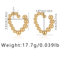Detailed view of gold plated heart earrings with gradient beads and dimensions - Graduated Bead Open Streamline Heart