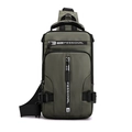Men's versatile army green crossbody chest bag made of waterproof nylon fabric - Upgraded 6-Pocket / Army Green