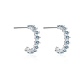 S925 sterling silver hoop earrings featuring light blue cubic zirconia stones in silver - Platinum Pale Blue