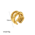 Three-line 18k gold plated stainless steel ear cuff earring with minimalist design - Gold Multilayer Spiral Style (TE6914-G)
