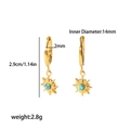 Boucles d'oreilles soleil en acier plaqué or 18K avec pendentifs en pierre turquoise - Style Soleil Couleur Turquoise (TE6345-BL)