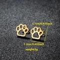 Minimalist golden paw print stud earrings in stainless steel with size dimensions - Paw Print Shape (089 Gold)