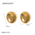 Boucles d'oreilles ovales en acier inoxydable doré 18k avec texture martelée - Style Disque Martelé (JDEW2312073)