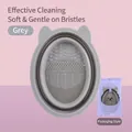 Grey cat-ear shaped silicone makeup brush cleaning bowl with multi-textured base - Cleaning Bowl [Rabbit Ears] Grey