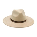 Elegant beige western cowboy fedora hat with a brown woven leather band detail - One Size / Beige (Twisted Rope)