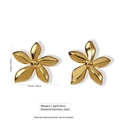 Golden five-petal flower stud earrings in stainless steel with 3.28cm size details - Five-Petal Flower Style (FYD6159)