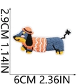 Dachshund embroidery patch dimensions showing 6cm width and 2.9cm height for DIY bag decoration - US 11
