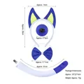 Blue and white puppy ears headband with tail bow tie set for kids costume - Royal Blue Shepherd Dog 4-Piece Costume Set (Headband/Nose/Bowtie/Tail)