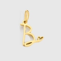 Colgante letra B de acero de titanio dorado pulido con un pequeño corazón en blanco - Letra B / Color Acero