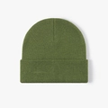 Classic ribbed knit beanie in grass green with a fold-over cuff and warm double-layer fabric - One Size / Army Green (23B090)