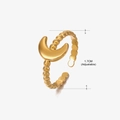 Anello regolabile con luna crescente dorata in acciaio inossidabile con design aperto - Oro (Stile 255) / 1.7cm (Regolabile)