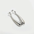 Elegant polished silver water drop earrings with sparkling clear cubic zirconia accents - Long Water Drop / Silver
